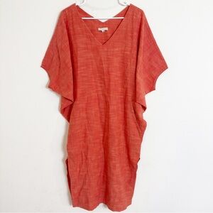 Amy Kuschel the wedge orange v neck Kaftan midi dress